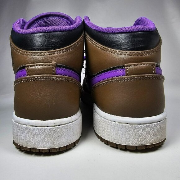 Nike Air Jordan 1 Mid GS Shoes Mocha Brown / Purple DQ8423-215 Size 5Y / 6.5W - Picture 4 of 10